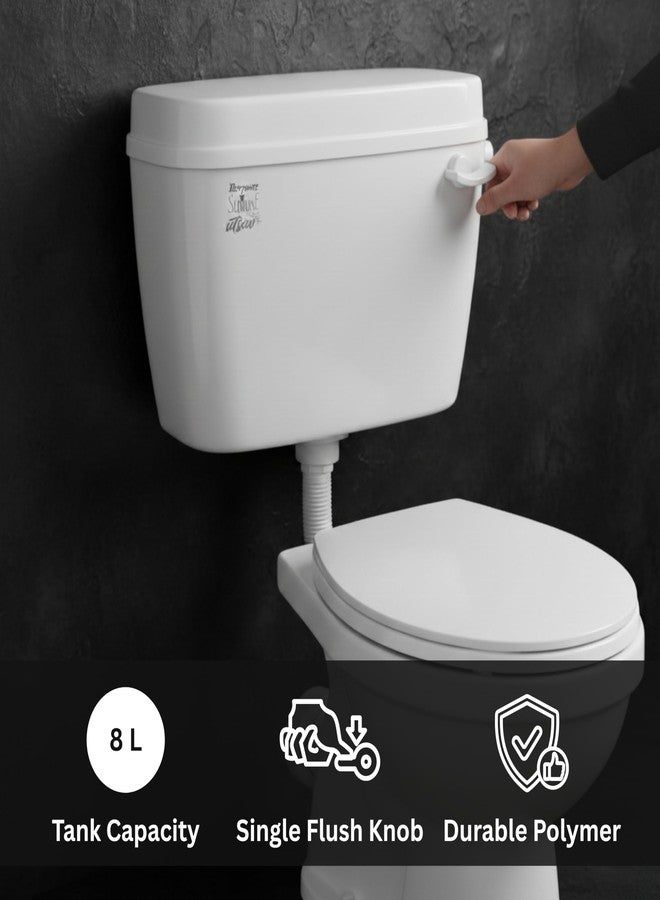 Parryware Slimline UTSAV Single Flush Polymer Cistern for Toilet | Polypropylene White Flush Tank | with Complete Flushing Set | E83751C - Image 5
